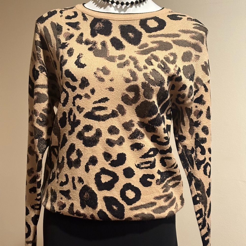Rachel Roy Rikki Leopard-Print Sweater Thick Material  SZ S Good Condition